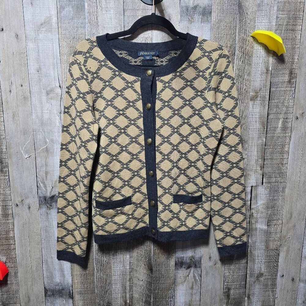 Pendleton Tan And Black Diamond Lattice Woven Mer… - image 1